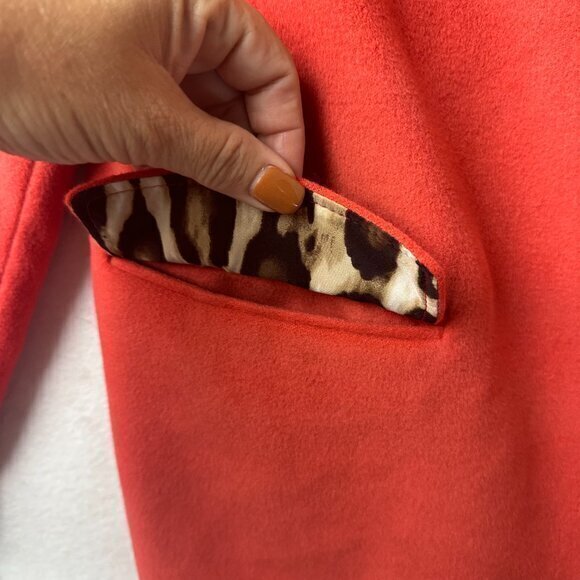 Chico’s blazer women 1 (small) burnt orange plush  flannel animal print lining - Picture 3 of 5